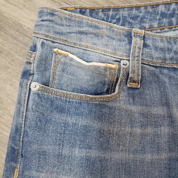 Baldwin The EJ Straight Leg Blue Jeans Light Wash Distressed Sz 27 Made In USA - Picture 7 of 12